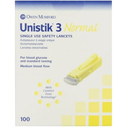 Unistik 3 Normal Single Use Safety Lancets.